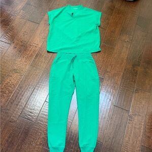 Mandala Green Scrub Set - Medium top and Small joggers *black set for model only